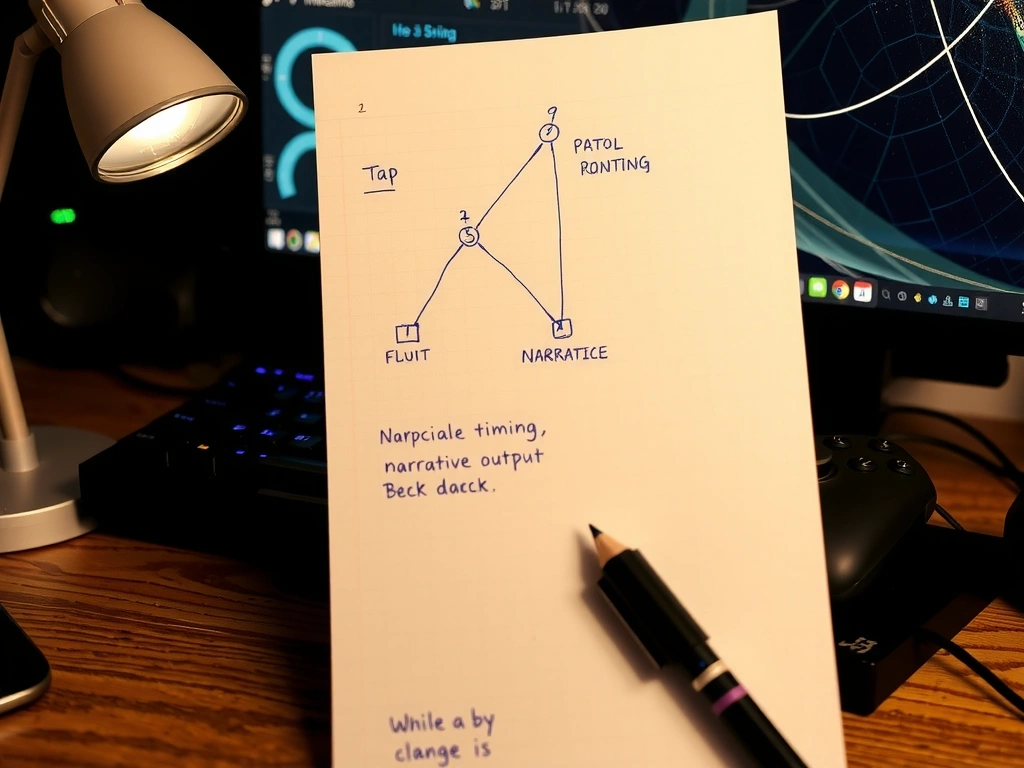 Early mechanic sketch showing tap-to-narrative mapping